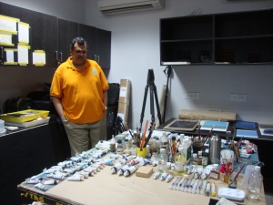 Vaasvi's dad, the Artist in His Studio